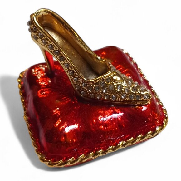 Vintage  1990's Crystal Cinderella-Inspired High Heel Ring Holder Trinket Box - Picture 4 of 10